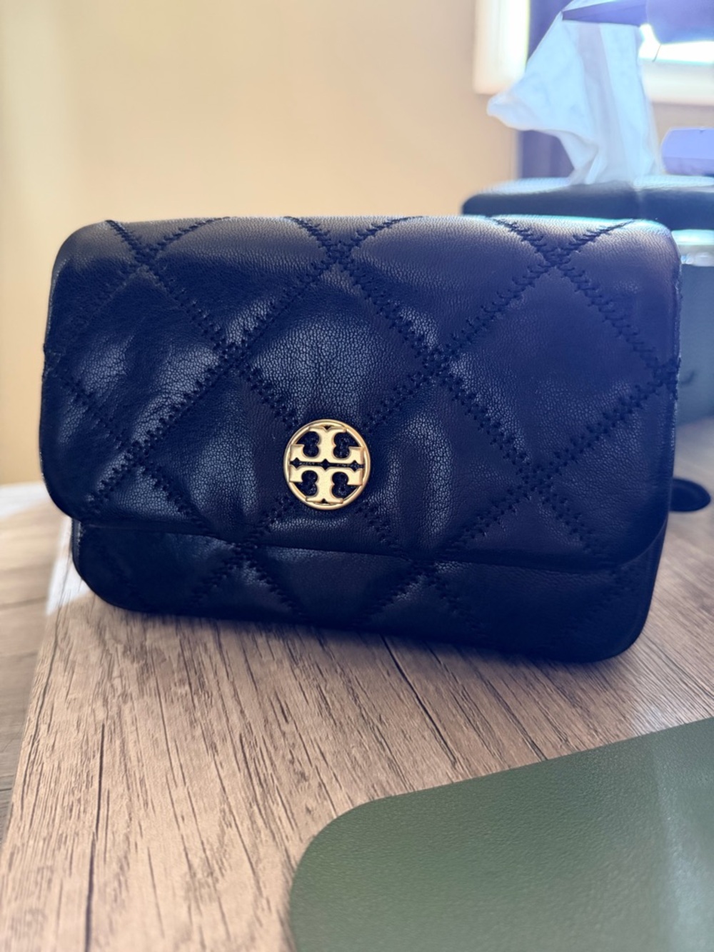 Tory Burch Willa Belt Bag/ Black Quilted Leather